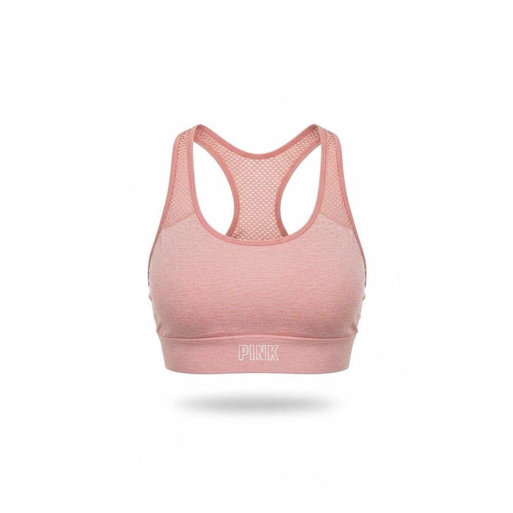 PINK Victoria’s Secret Mesh Racerback Sports Bra‎ Pink Logo Band Small